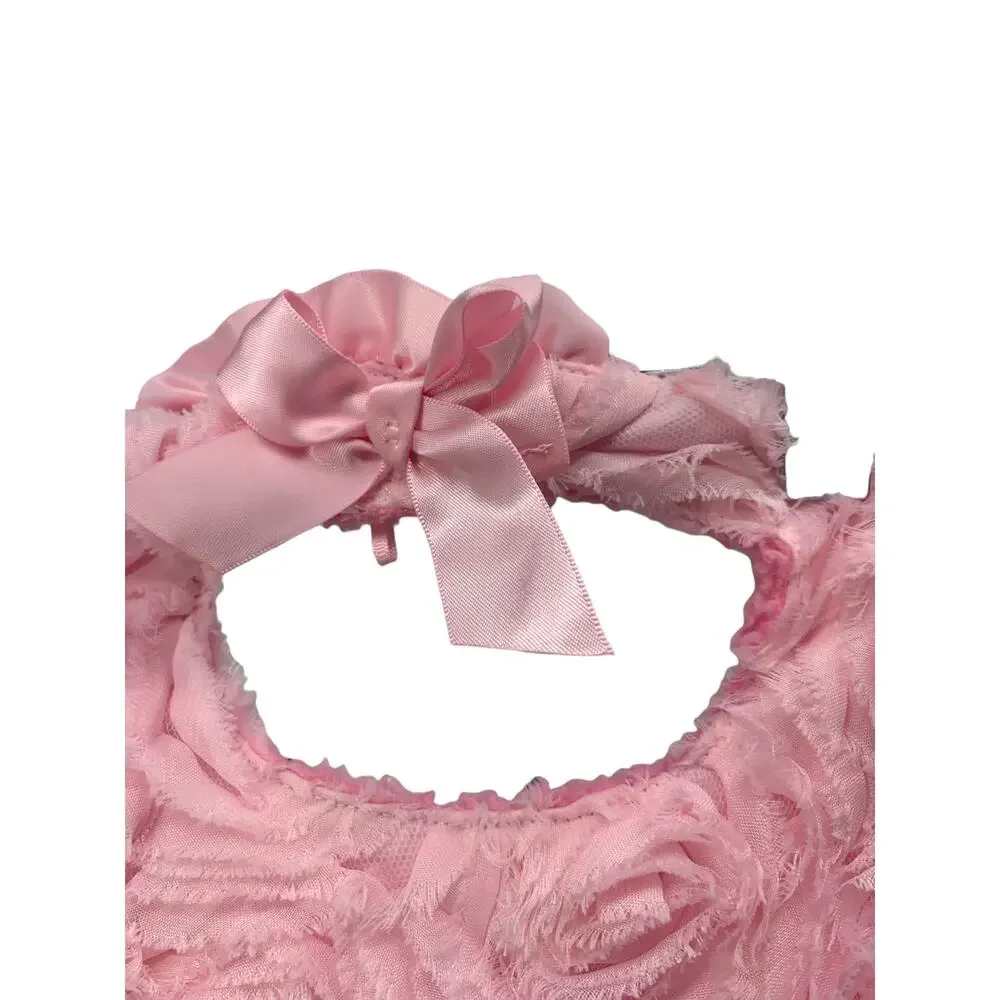 Mud Pie Pink Floral Textured 3D Flower Fleece Lined Baby Girls Bib